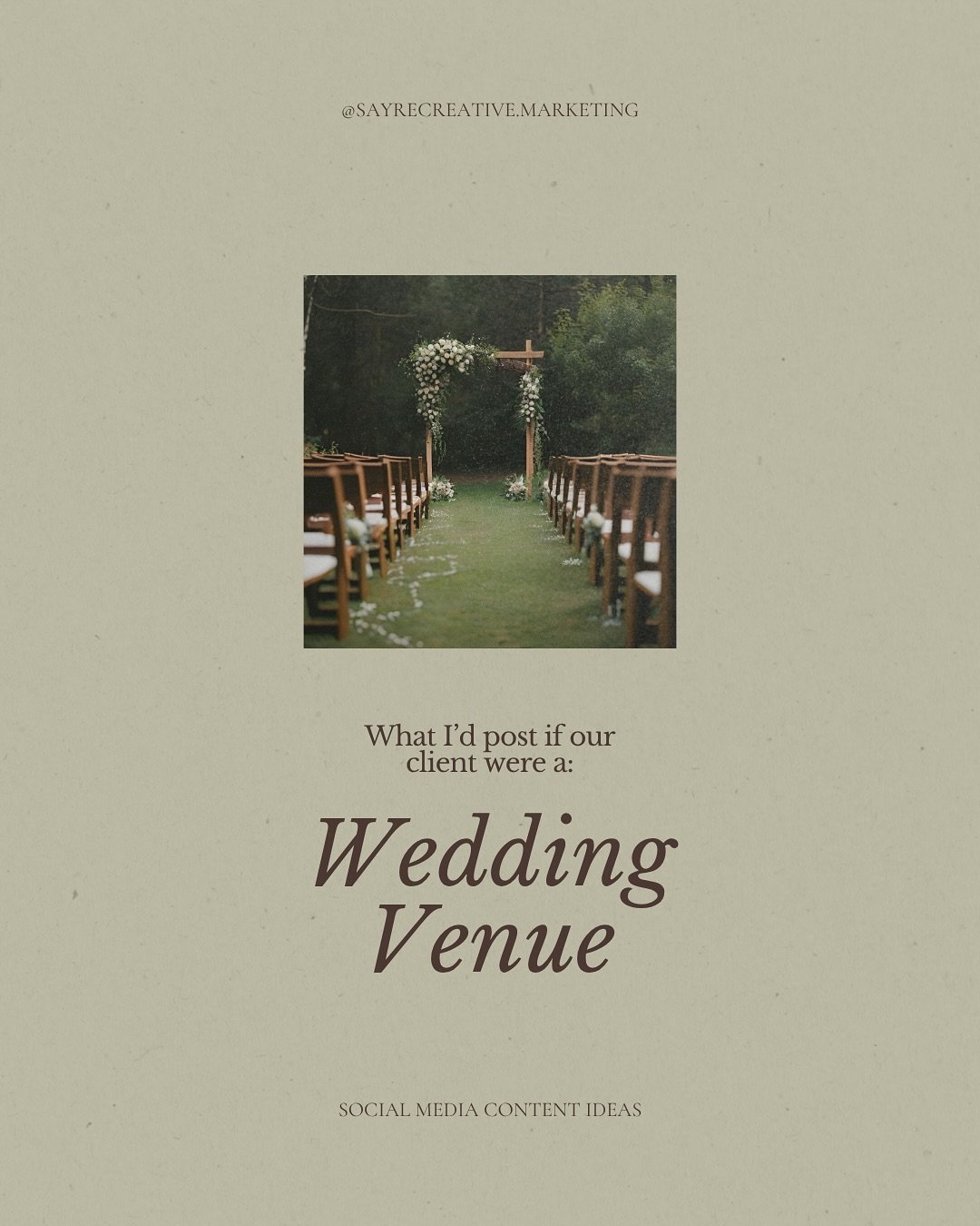 If your venue could speak, what would it say? ✨
Maybe it&rsquo;s the sound of wind through the trees, or the glow of golden hour right before &ldquo;I do.&rdquo;

That&rsquo;s the power of strategic storytelling.
Content that doesn&rsquo;t just show 