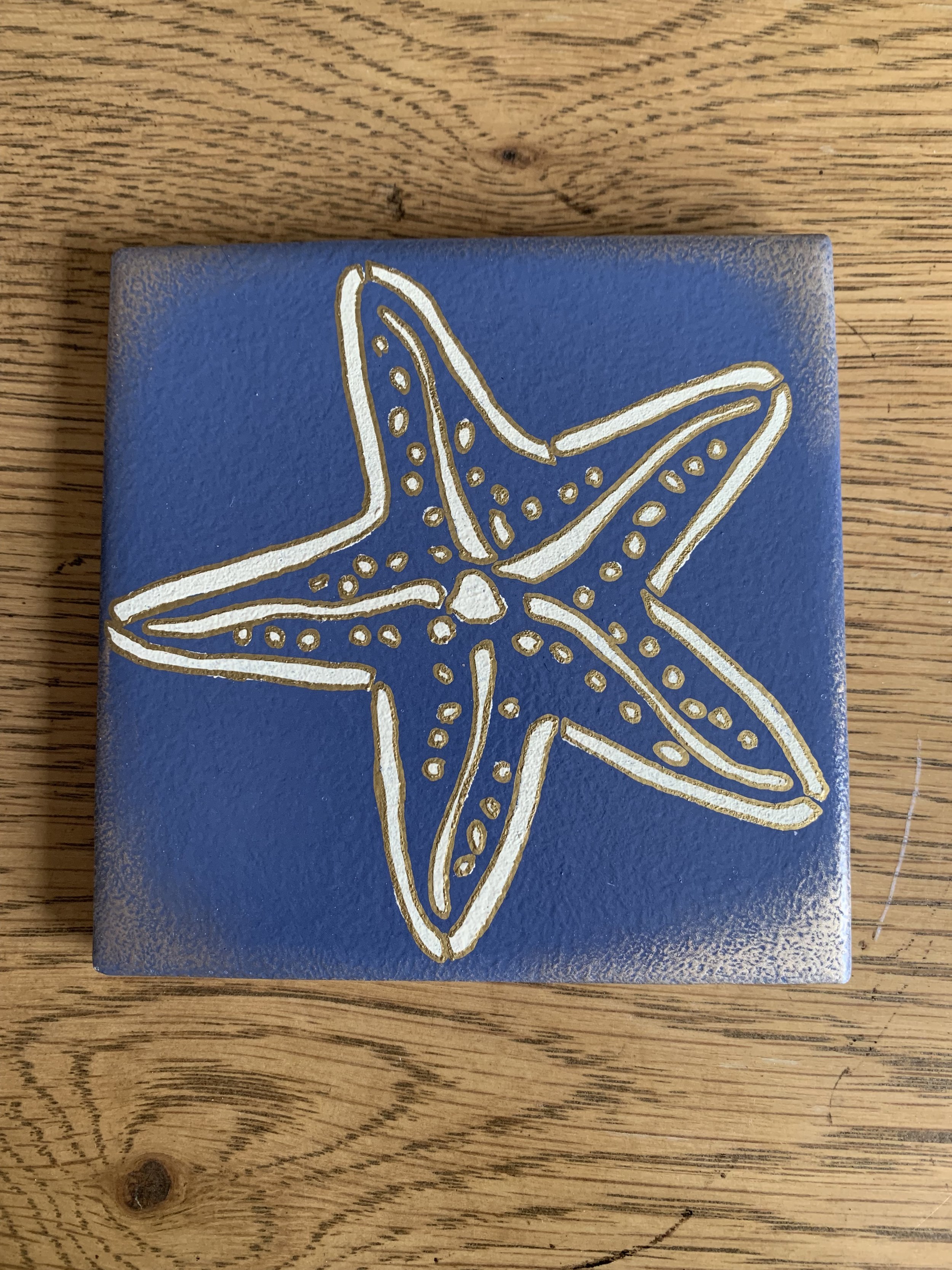 Hand-Painted Starfish Coaster