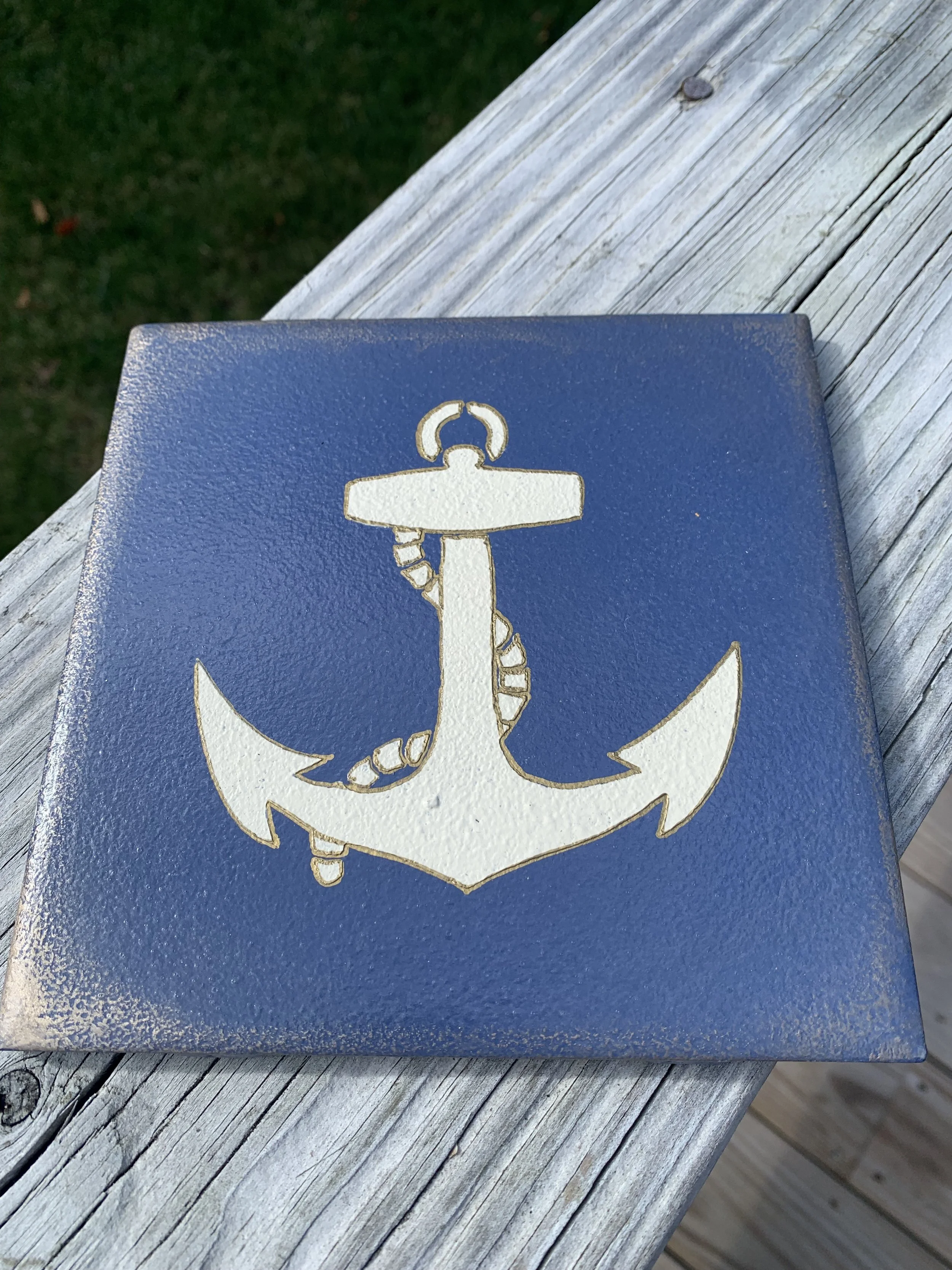 Hand-Painted Anchor Trivet