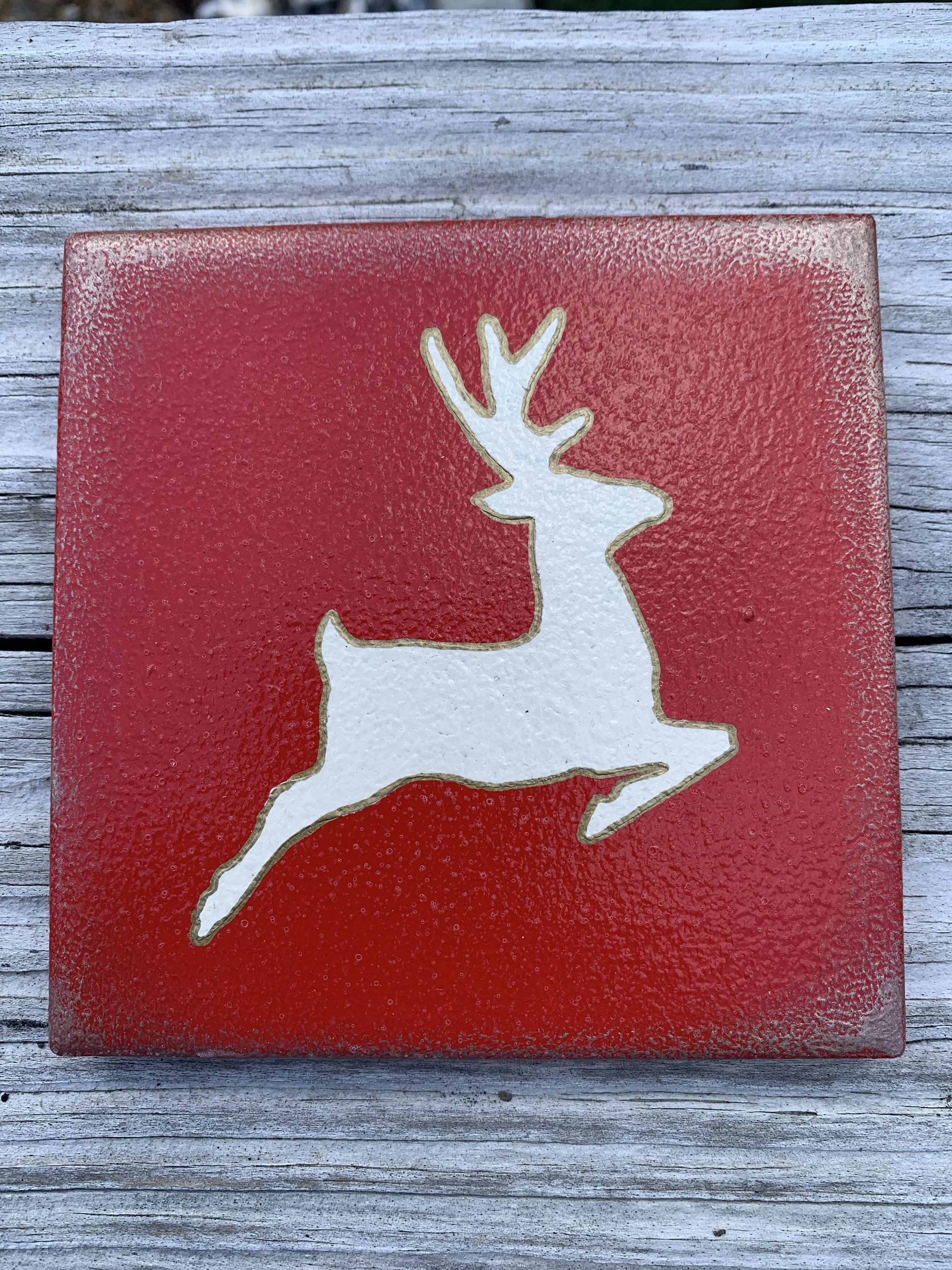 Hand-Painted Holiday Coaster