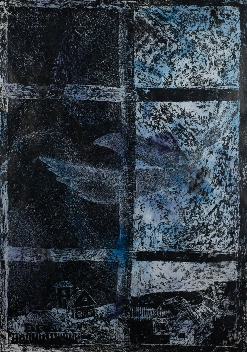 «Невидимое № 2»  | 59 х 84 | 2007 г | 
Бумага, тушь, воск 