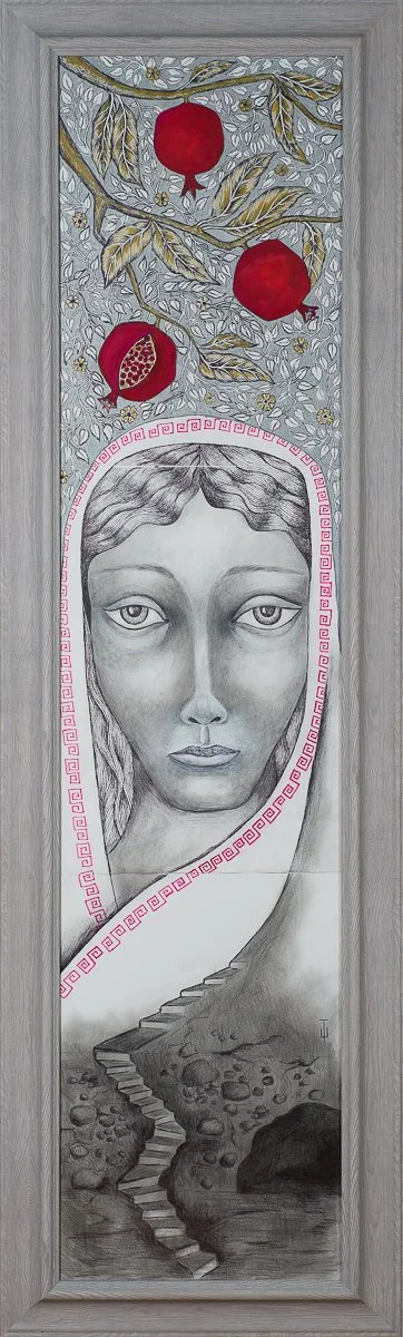 «Персефона» | 30 × 125 | 2024 г | Бумага, тушь, гуашь