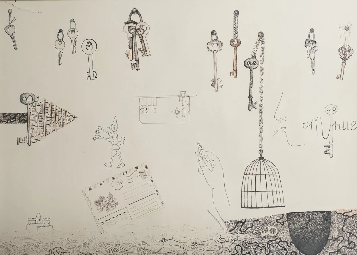 «Ключевой вопрос» | 85 x 60 | 2014 г | Бумага, гель 