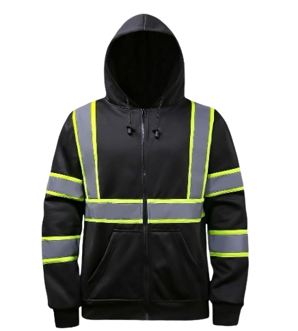 High visibility Hoodie for Men Class 3 Hi Vis Hoodie with Zipper