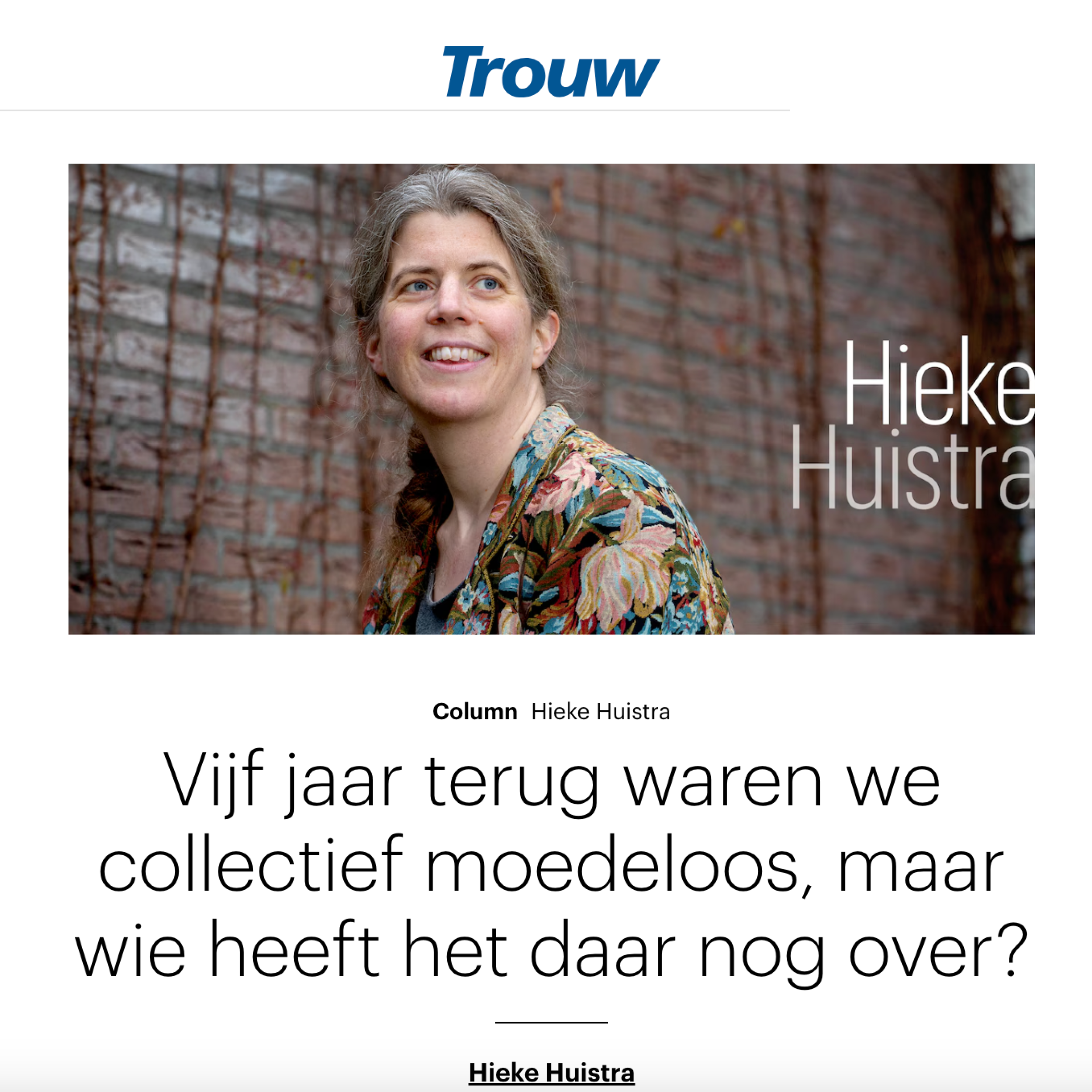 1 november 2025 - Trouw Column Hieke Huistra