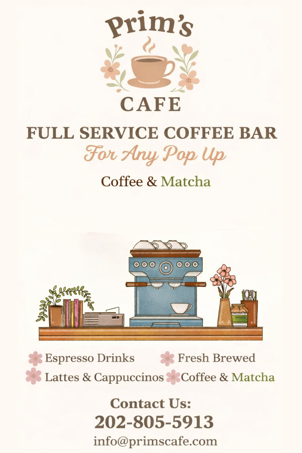 Prim's Cafe coffee bar promotion