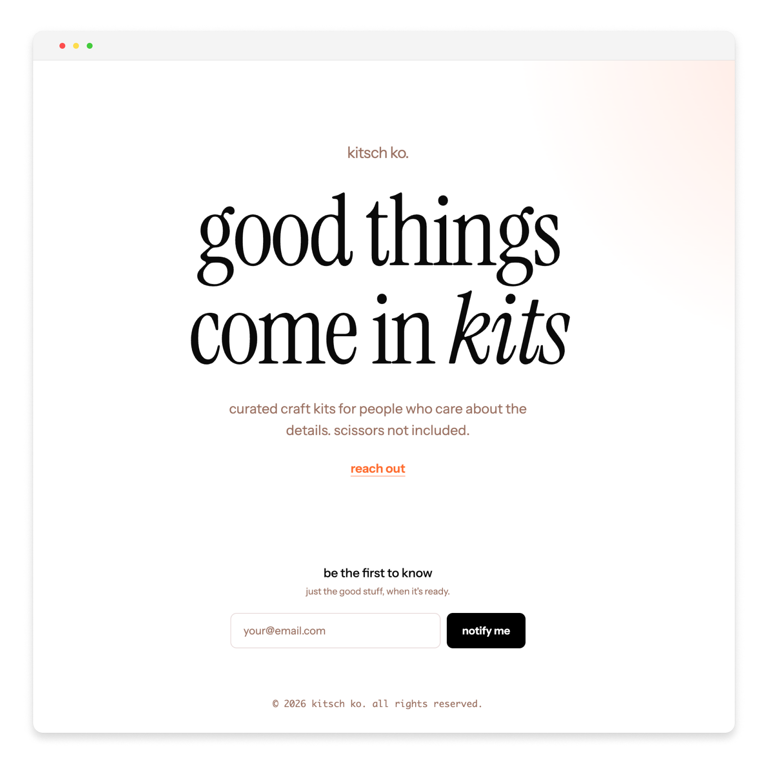  Kitsch Kit   
Coming Soon Page 
GoDaddy Airo