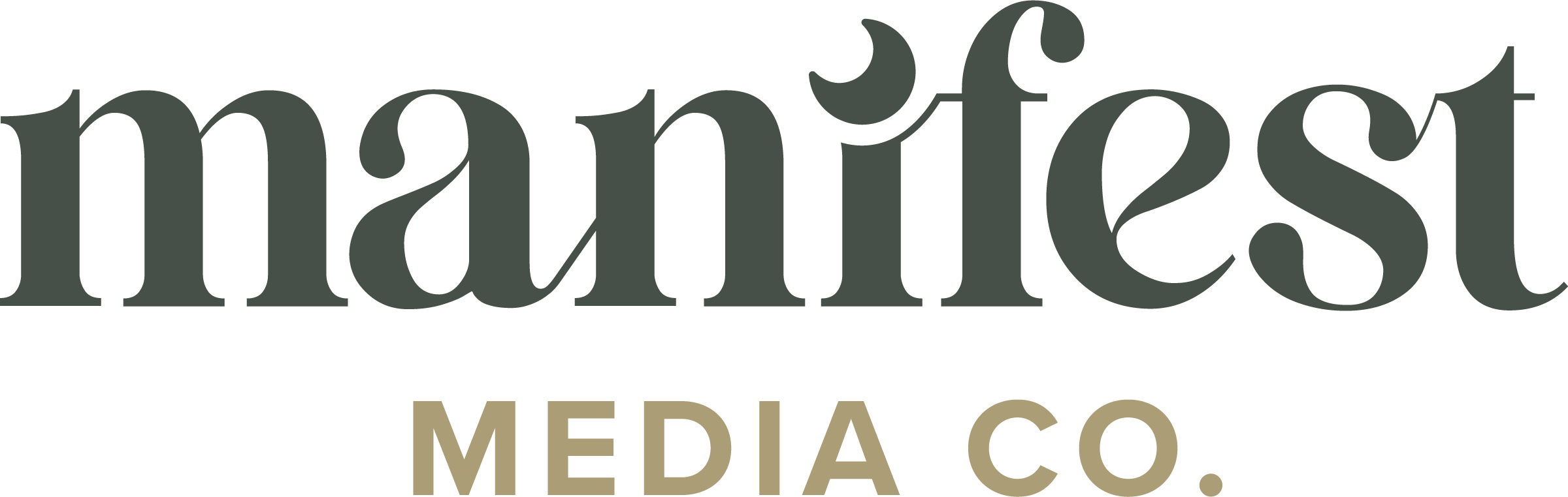Logo of Manifest Media Co., featuring large stylized gray text 'manifest' and smaller beige text 'MEDIA CO.' underneath.