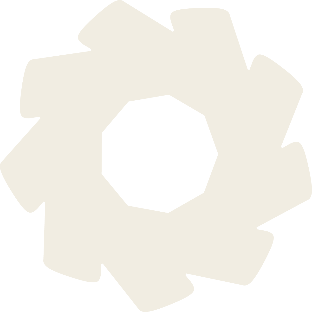 A black and white gear icon with a black central circle and white outer teeth.