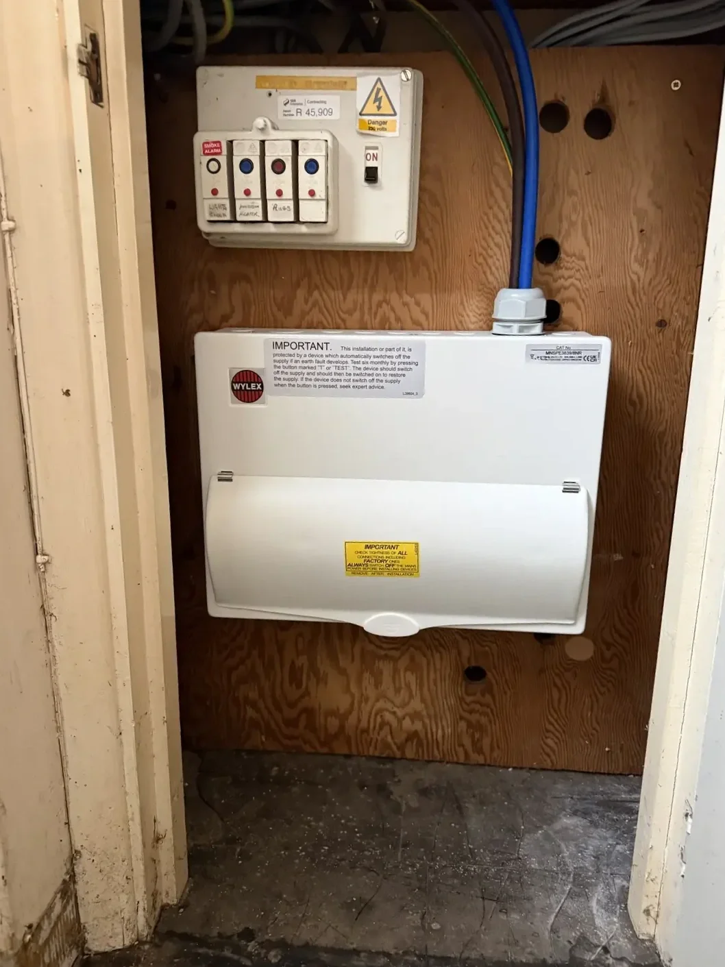 New consumer unit installed after failed EICR, circuits tested and labelled