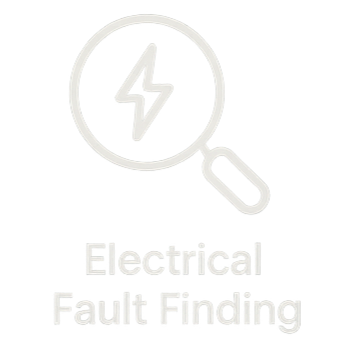 Icon representing a magnifying glass and electrical symbol