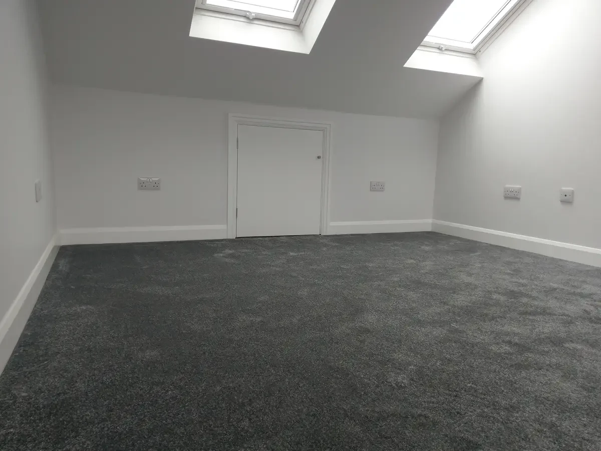 Loft extension room with new sockets, lights and switches after rewire