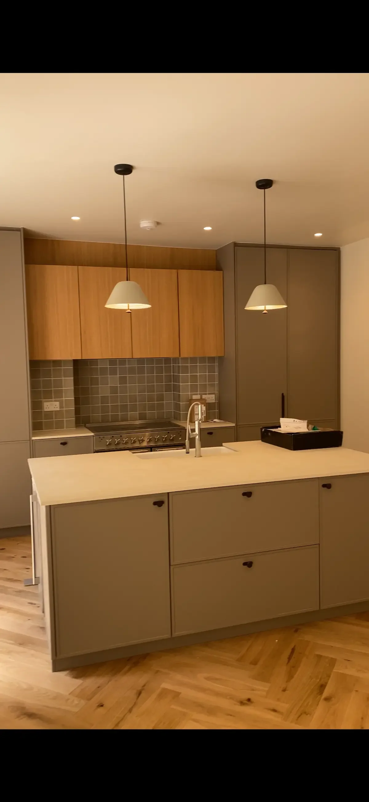 Modern kitchen with pendant lighting installed by Lantea Electrical Services