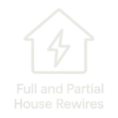 Icon representing a rewired house with electrical symbol