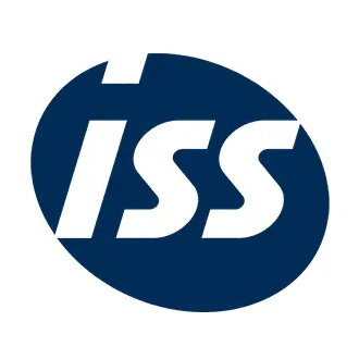 ISS logo in dark blue with white letters inside a speech bubble shape.