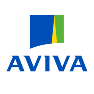 Logo of AVIVA Insurance company with a blue and green abstract design.