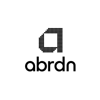 A pixelated logo with a stylized lowercase letter 'a' above the word 'abrdn' in black text.