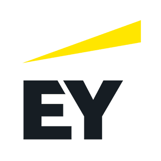 EY logo with yellow triangle above the black letters 'EY' on a white background.