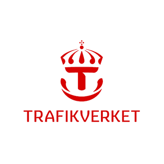 Logo of Trafikverket featuring a red crown above a stylized face and the word 'TRAFIKVERKET' underneath.