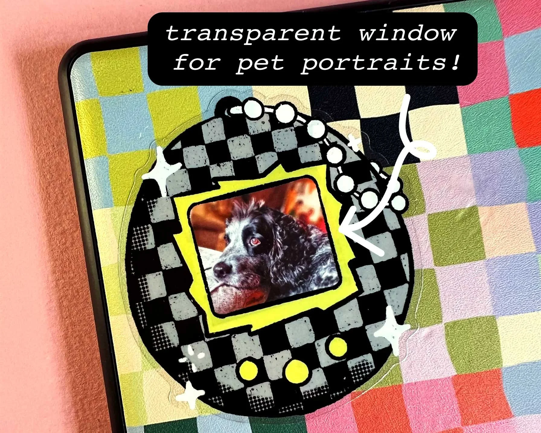 Black Retro Pet Game Sticker