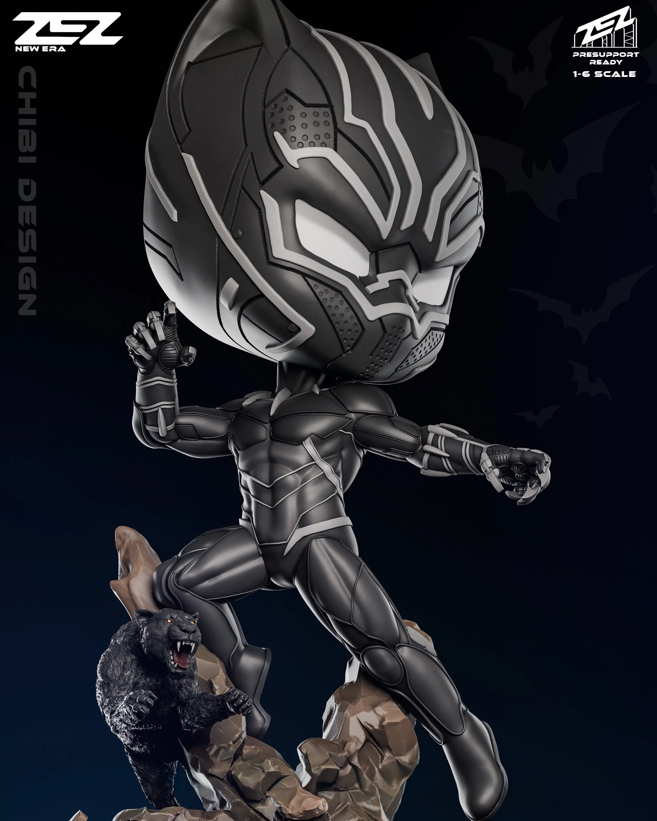 Chibi Black Panther Premium Resin Statue — Made To Order