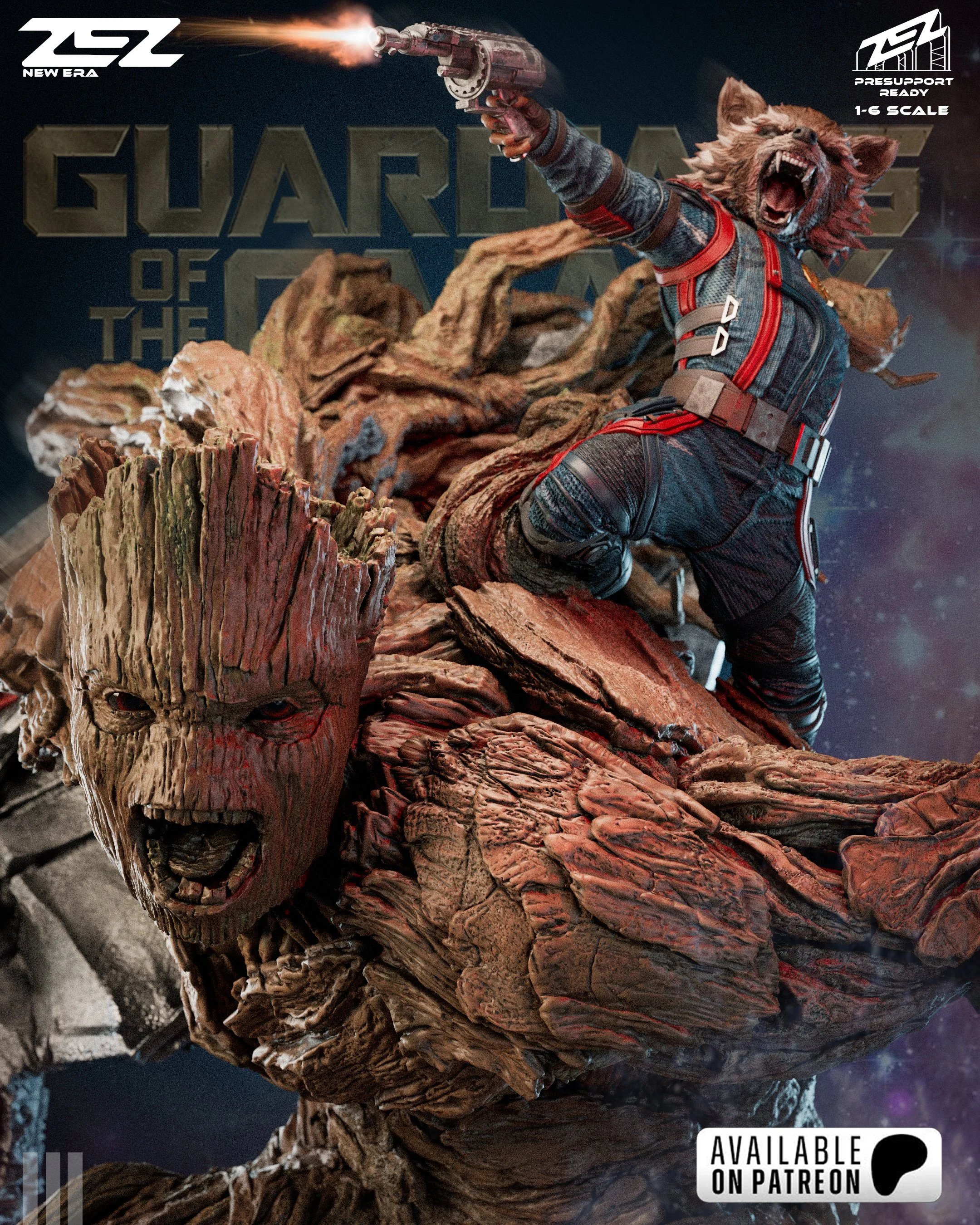 Groot & Rocket GotG Premium Resin Statue — Made To Order