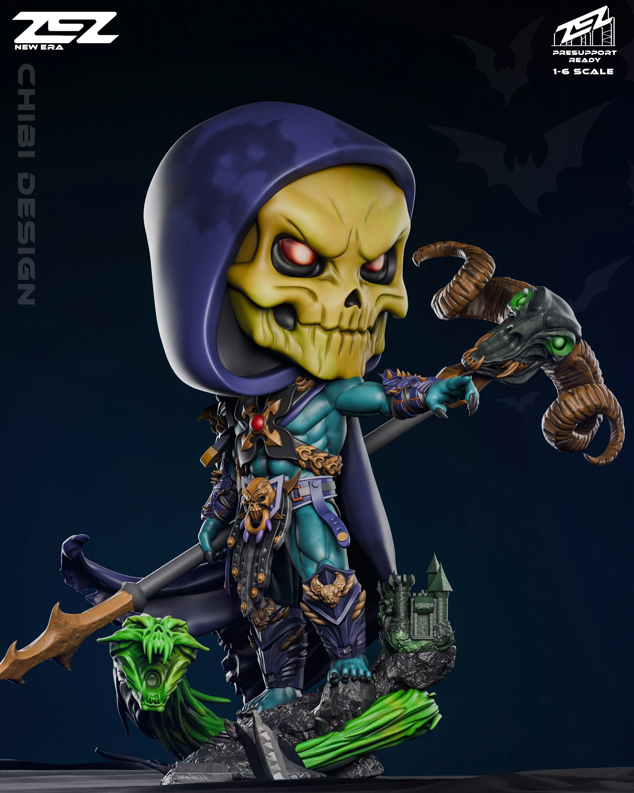 Chibi Skeletor Masters of the Universe Premium Resin Statue — Made To Order