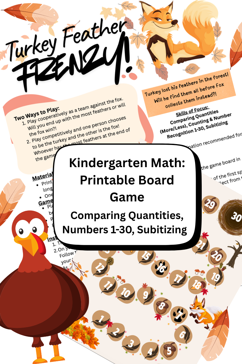 Turkey Feather Frenzy! Comparing Quantities Board Game