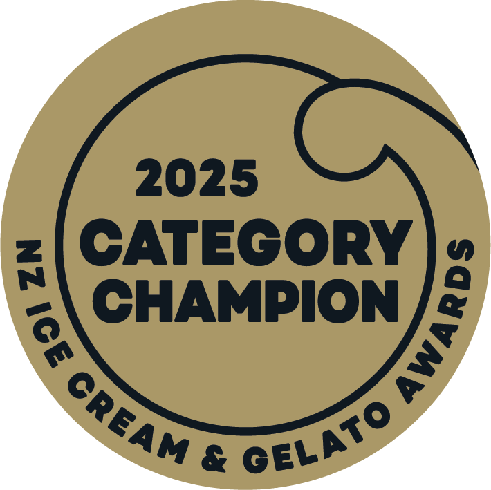 Medal with the text '2025 Category Champion' and 'Nice Cream & Gelato Awards' around the border.