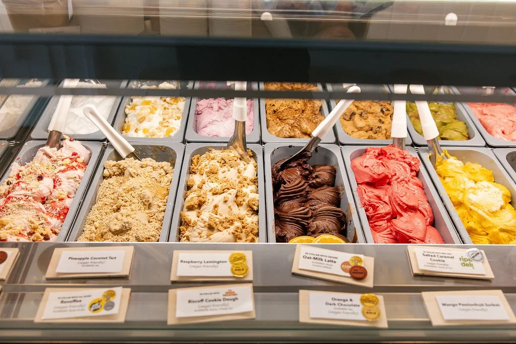 •	Gelato display cabinet at Little 'Lato Milford on Kitchener Road