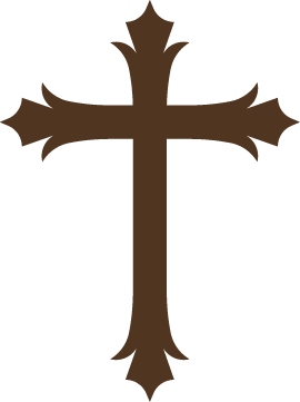A brown cross with decorative, pointed ends.