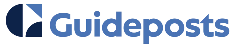 Guideposts logo with a stylized lighthouse icon and blue text