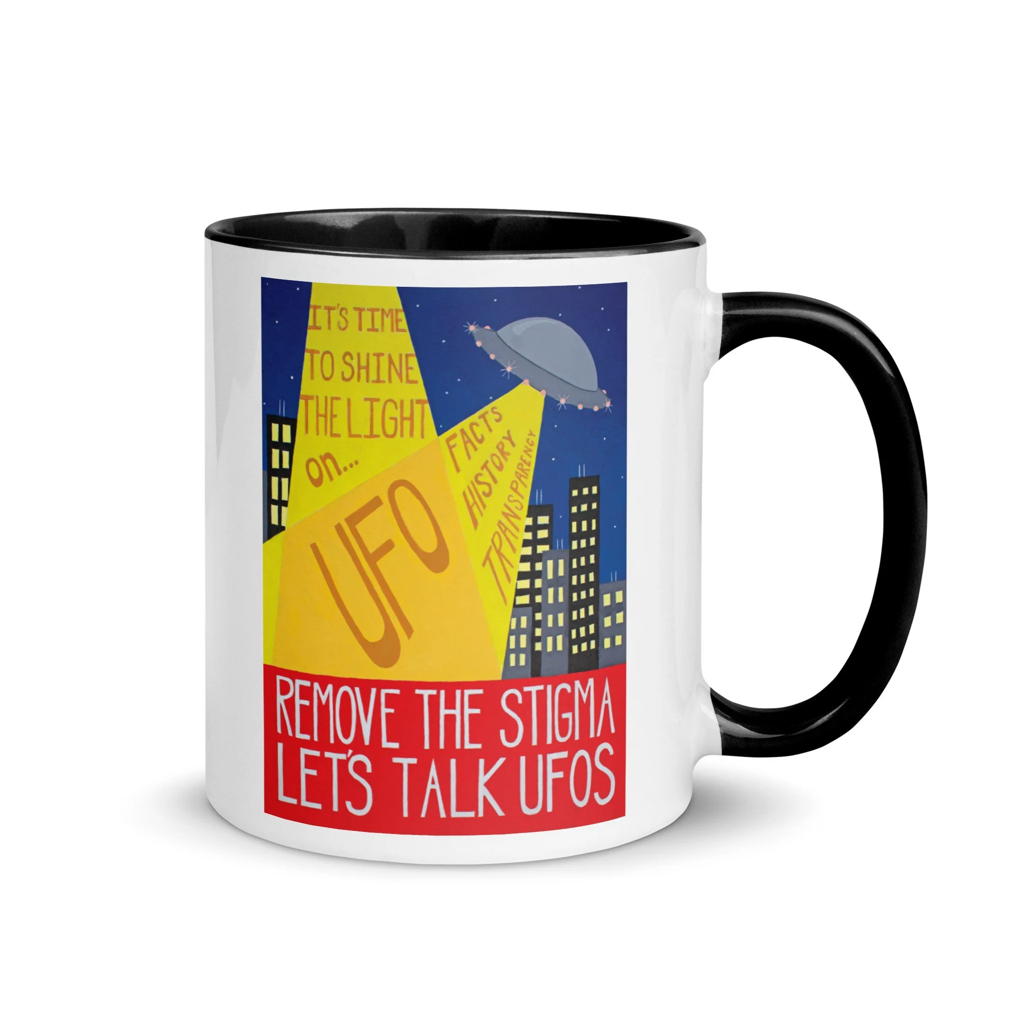 UFO Mug – Remove the Stigma – UFO Coffee Cup for Disclosure & Ufology Fans