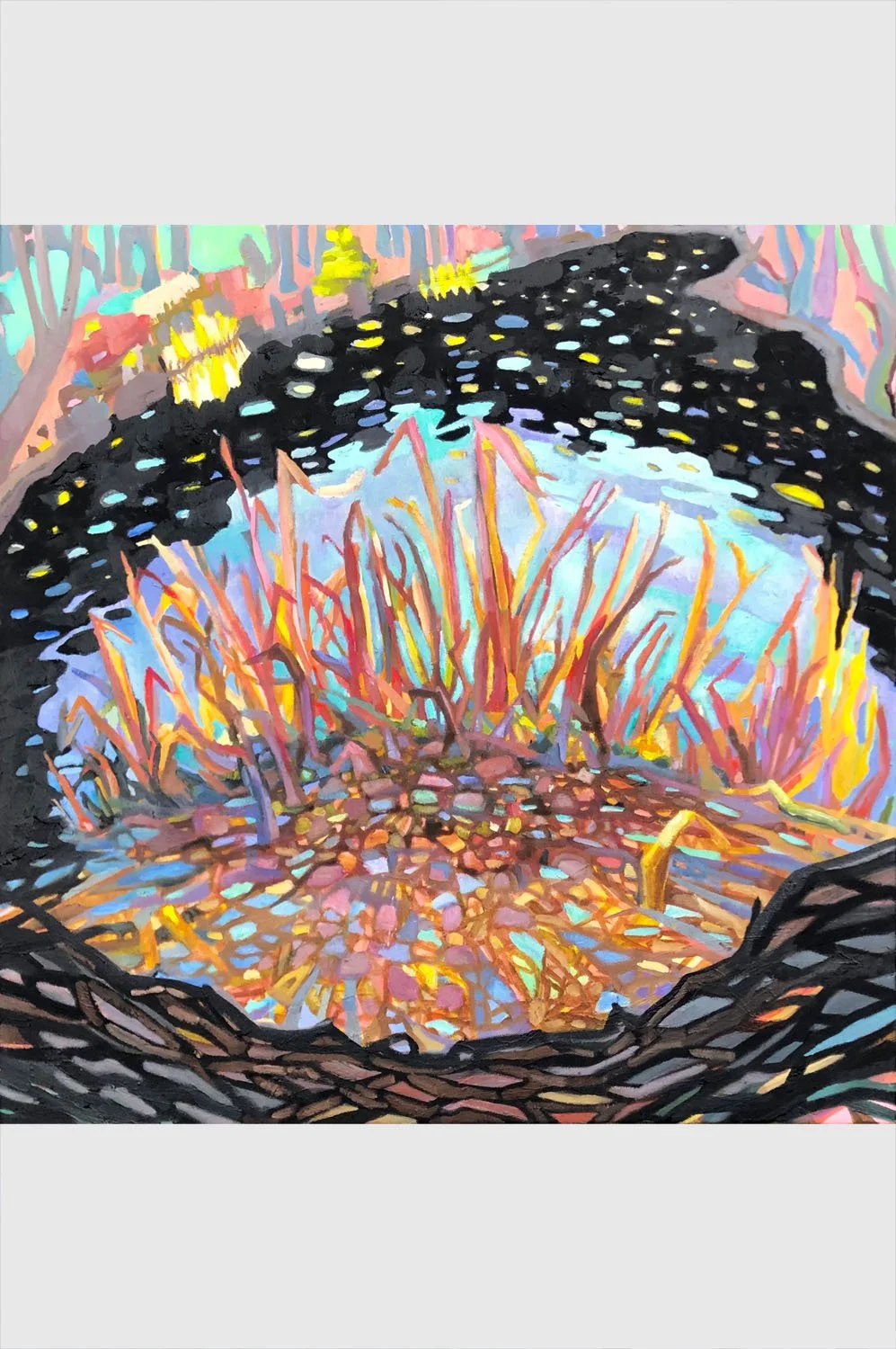 Hidden Pond • 24×24 in • oil on canvas • 2021