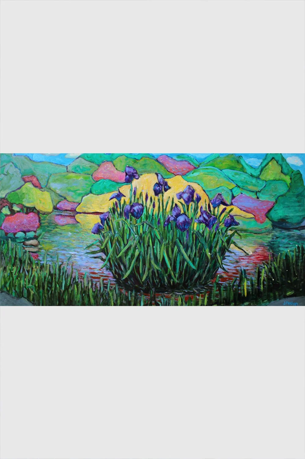 Water Iris in Bloom • 24×48 in • acrylic on canvas • 2022