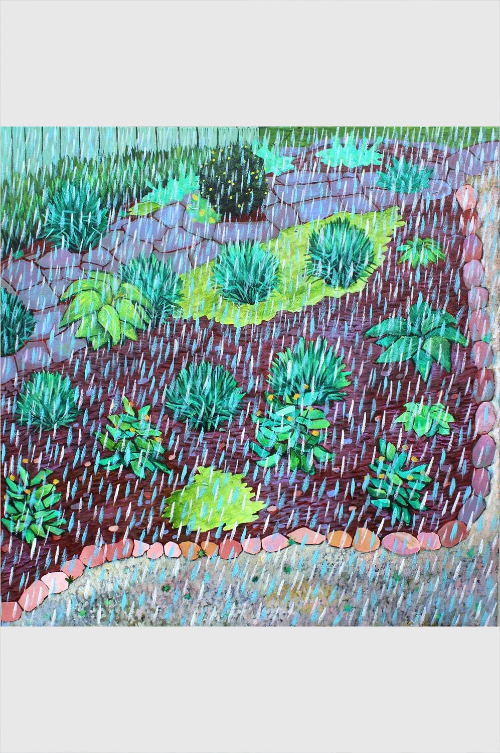 Garden Rain • 24×24 in • acrylic on canvas • 2023