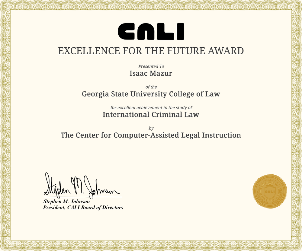 CALI certificate for International Criminal Law