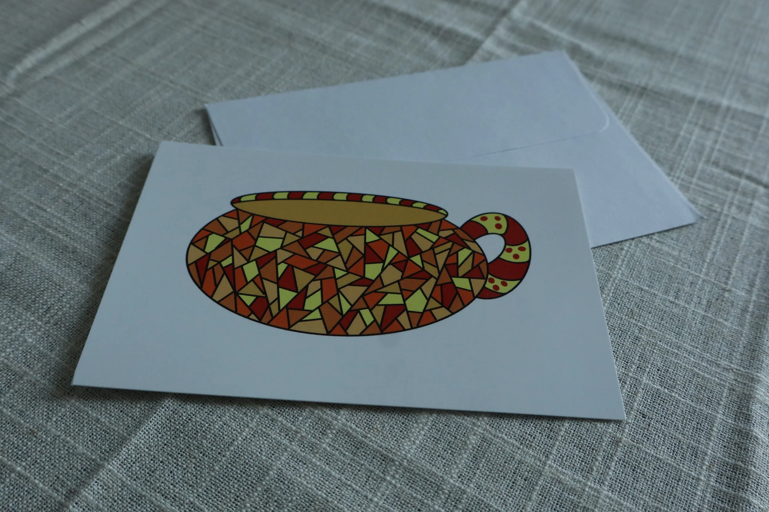 Mosaic Red Mug Flat Panel Card