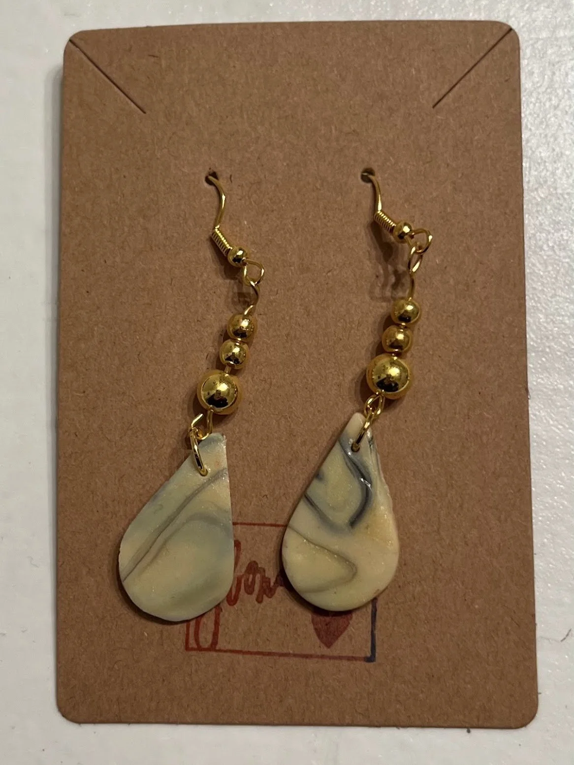 Yellow Jacket Marbled Teardrop Earrings