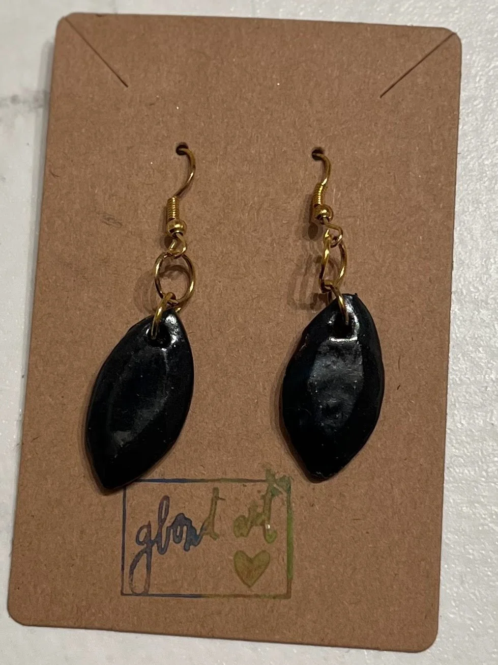 Black Leaf Drop Earrings