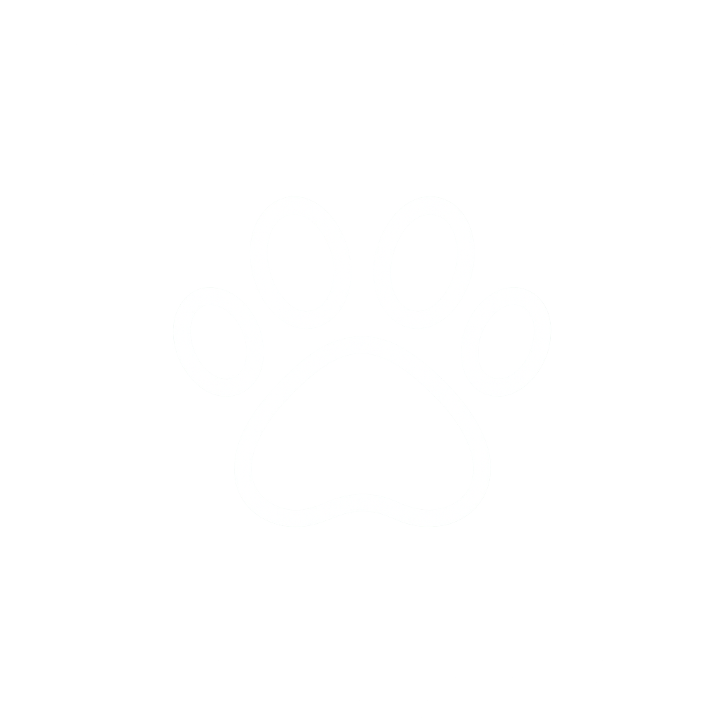 White paw print icon on a black background.