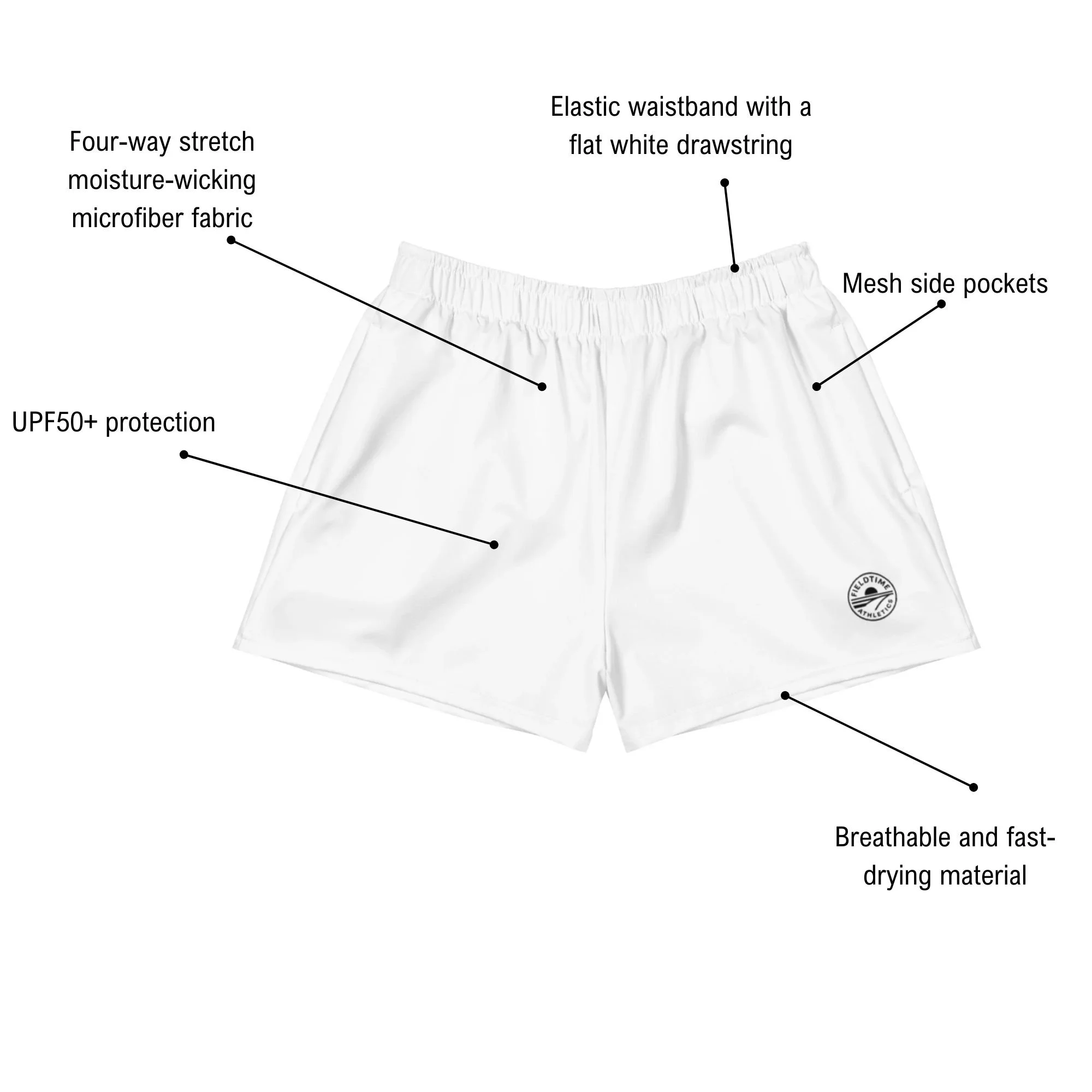 White Athletic Shorts Black Logo