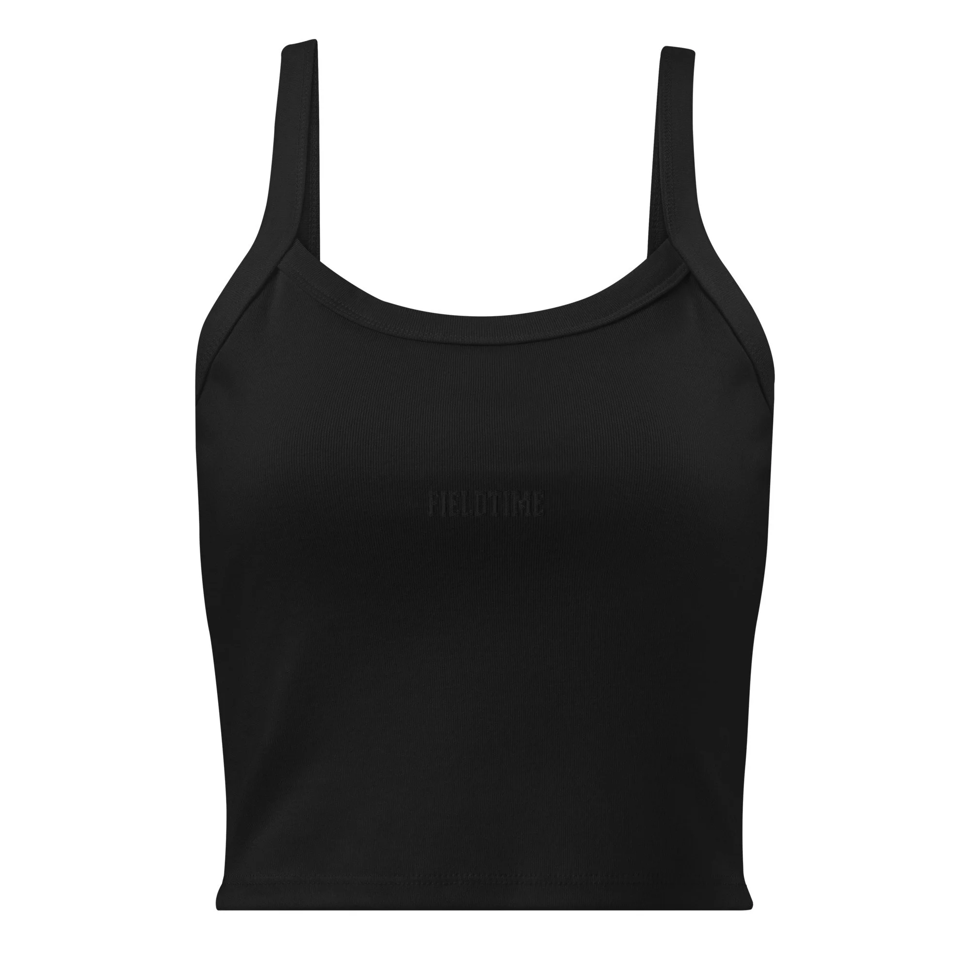 Black Women’s micro-rib tank top with logo