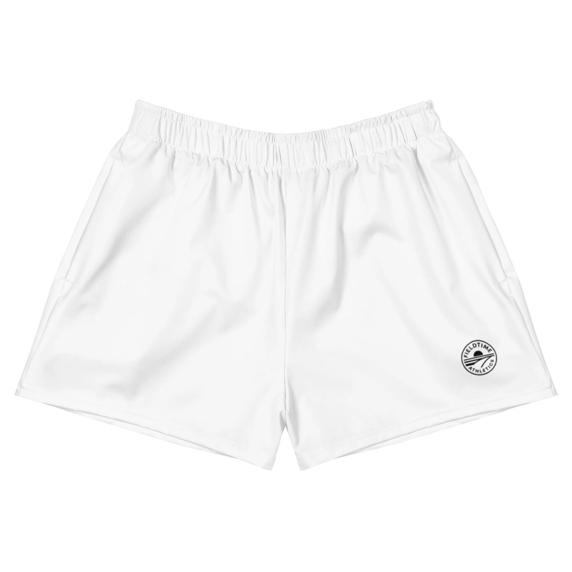 White Athletic Shorts Black Logo