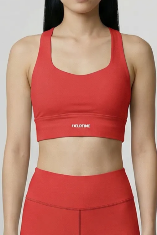 Alizarin/White Longline Sports Bra