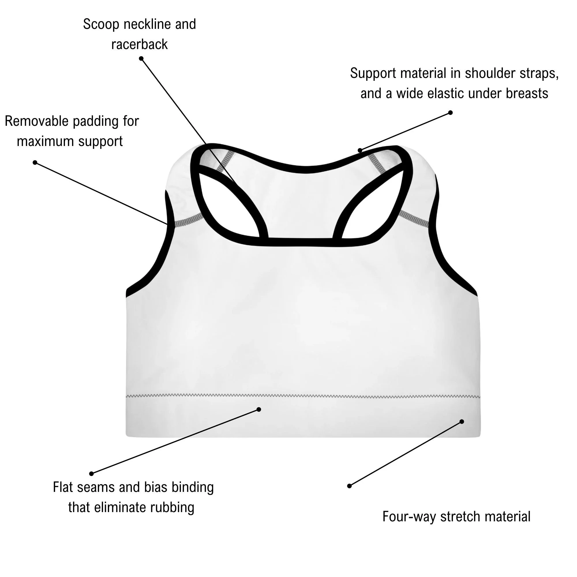 white and black sports bra