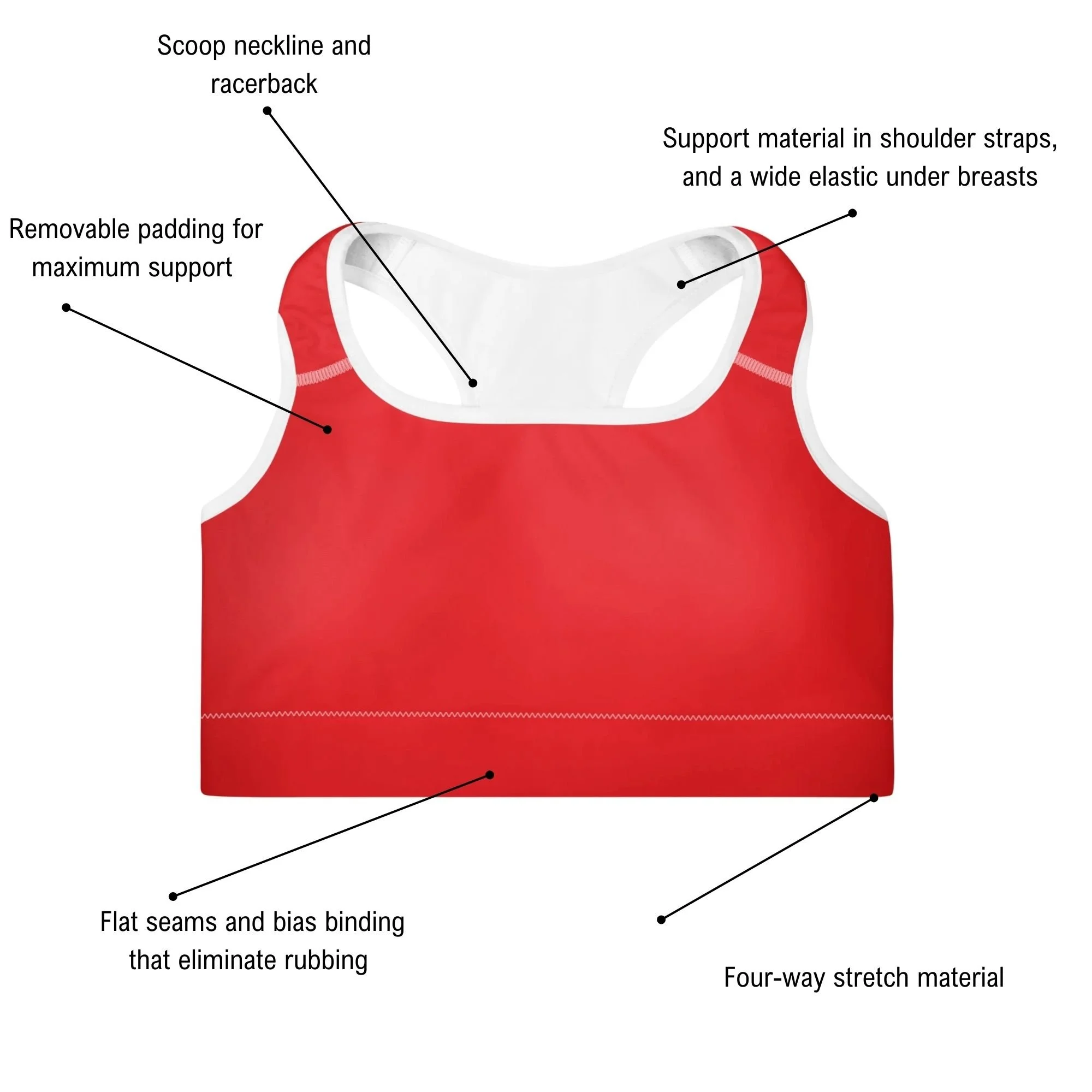 Red alizarin sports bra