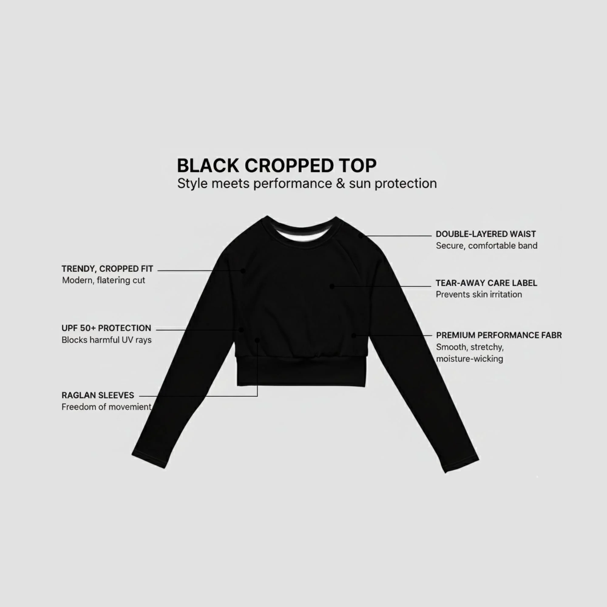 black crop top logo back