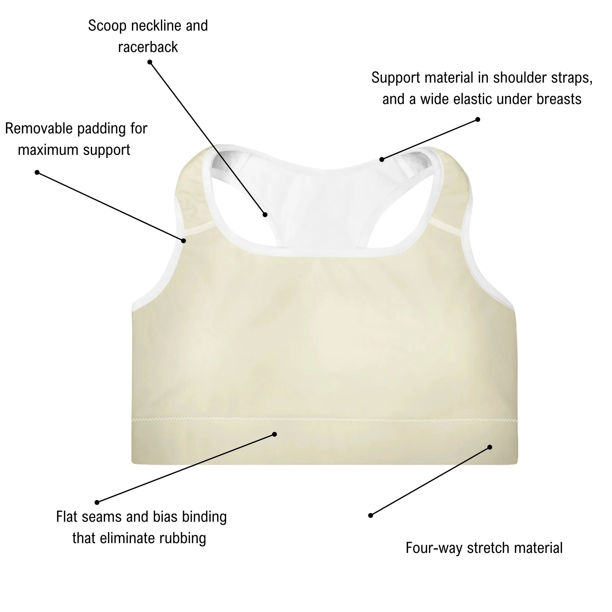 Apricot White Sports Bra