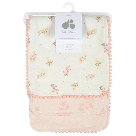 Just Born 3pk Burp Cloths- Floral fantasy